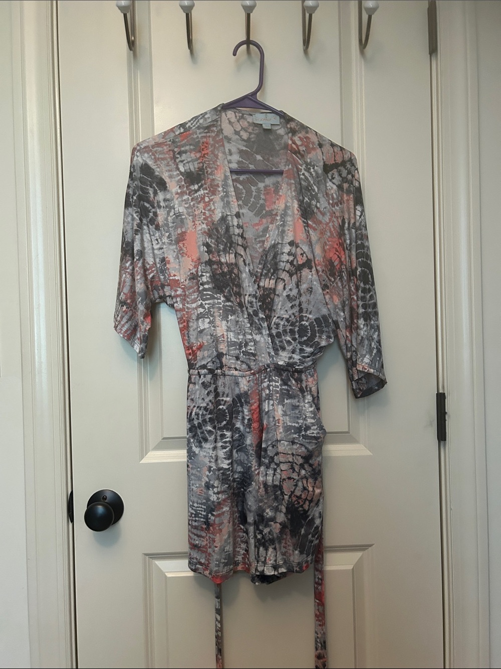Veronica M Gray & Coral Tie-Dye Romper